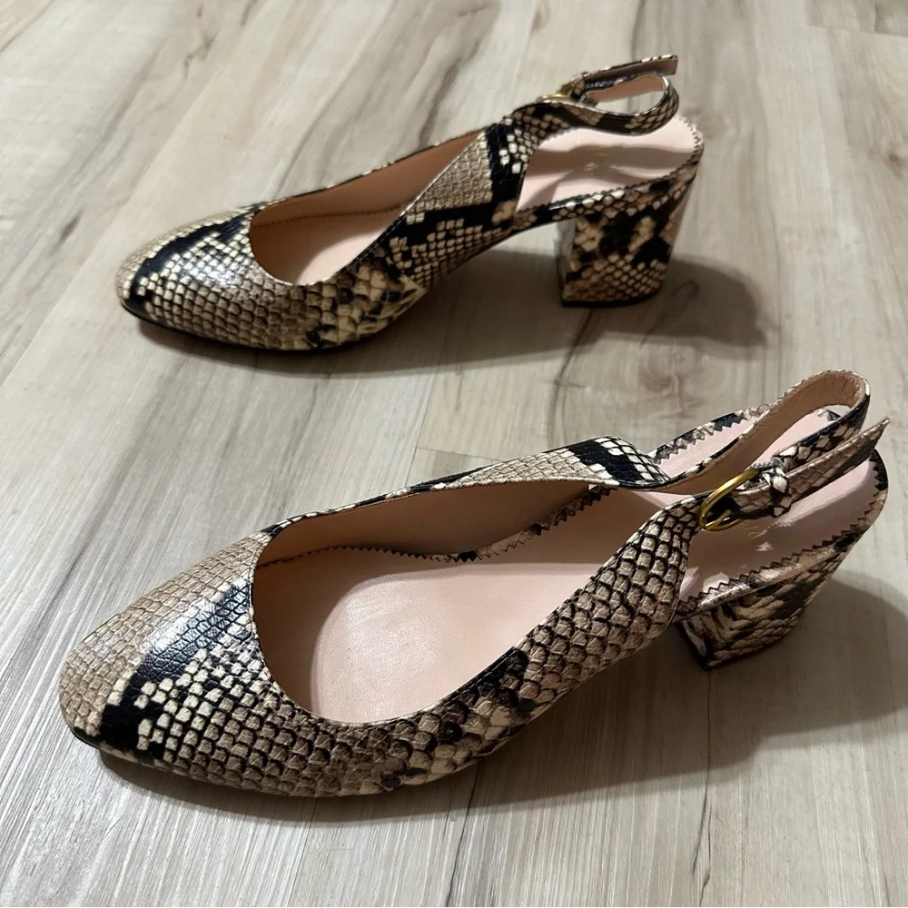 J.Crew Snake Embossed Leather Slingback Pump
